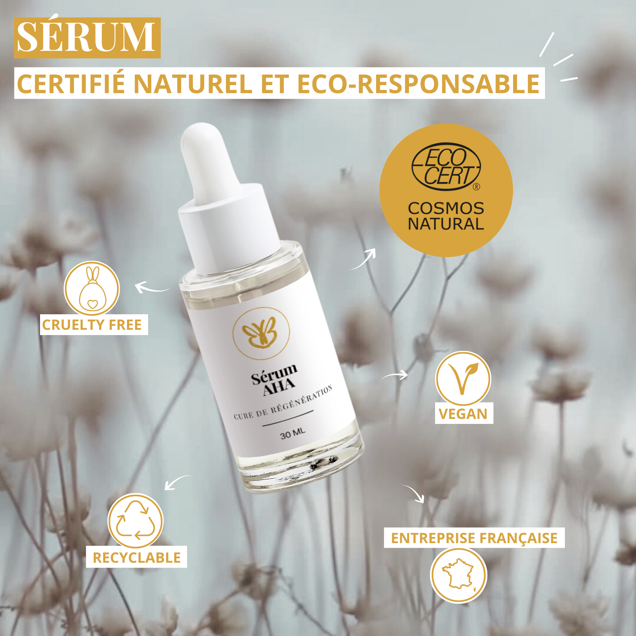 Peau lumineuse sans irritation – AHA certifié naturel