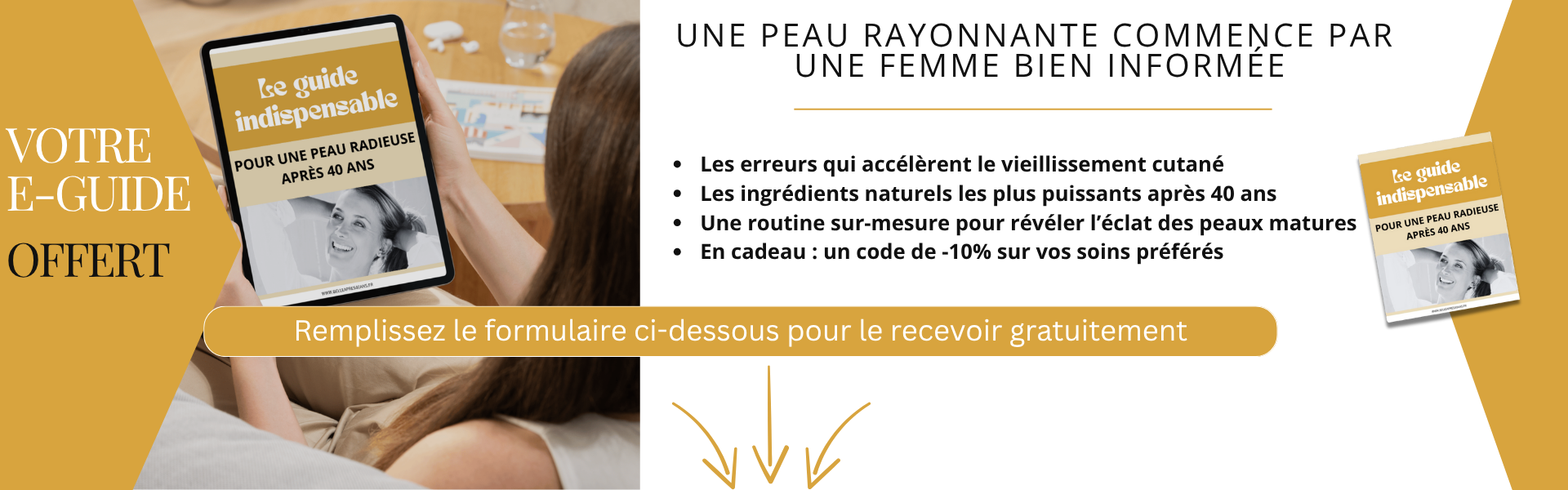 Ebook beauté gratuit Belle après 40 ans : conseils, rituels et astuces naturelles pour retrouver une peau éclatante, lisse et ferme après 40 ans.