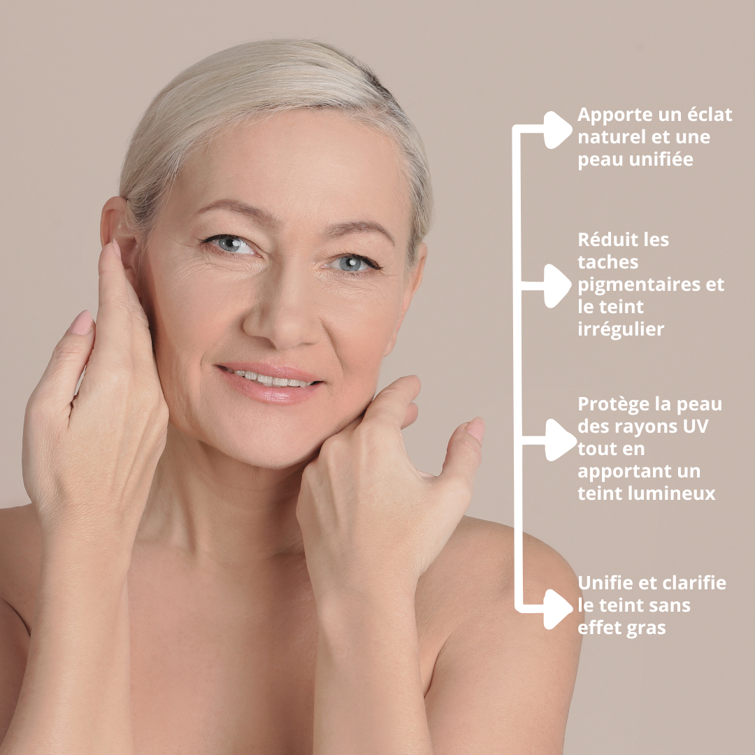 Teint plus uniforme, taches visiblement atténuées