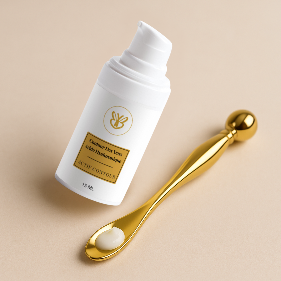Flacon Actif Contour Belle après 40 ans et masseur doré pour lisser rides et poches
