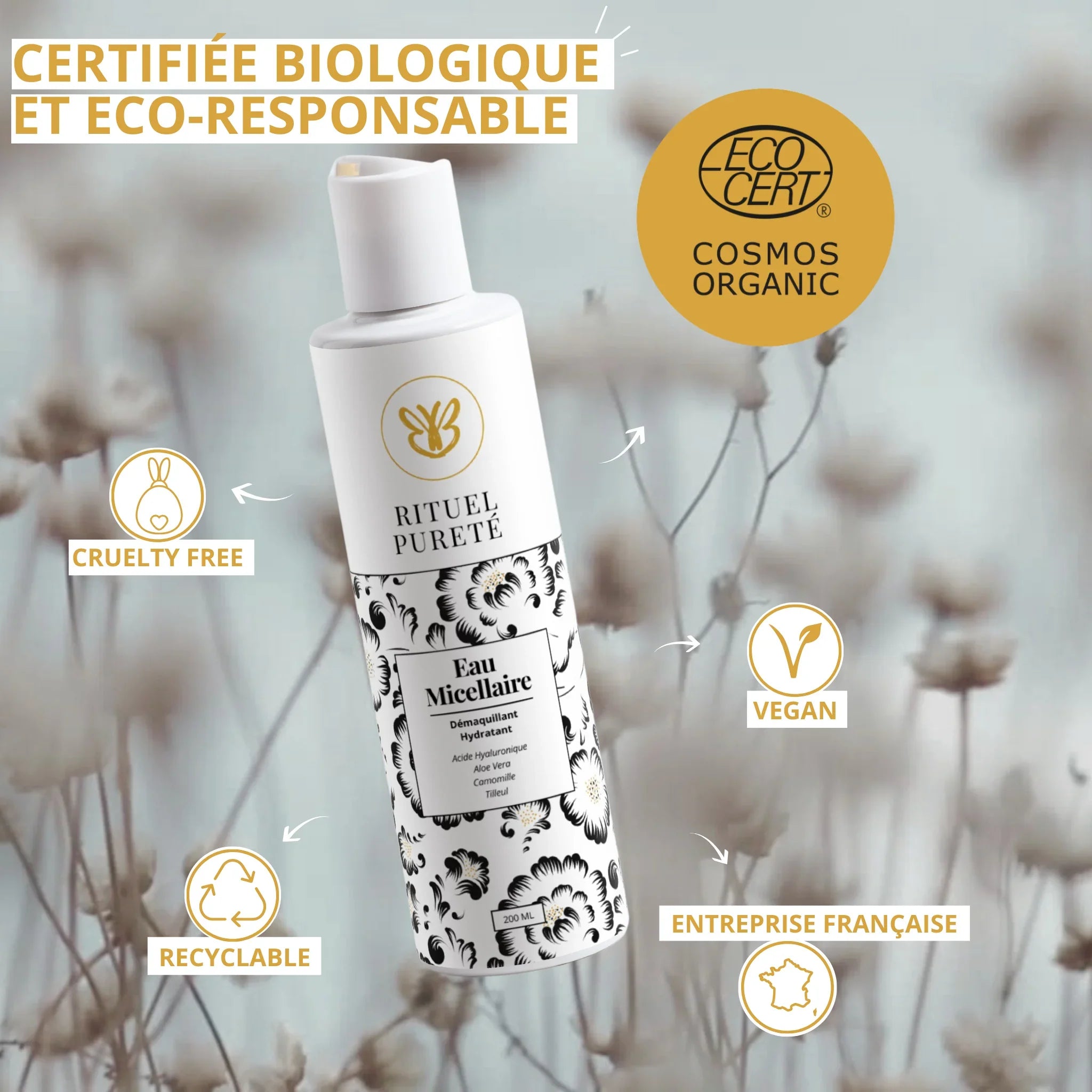 Nettoyant visage certifié bio pour peau mature sensible
