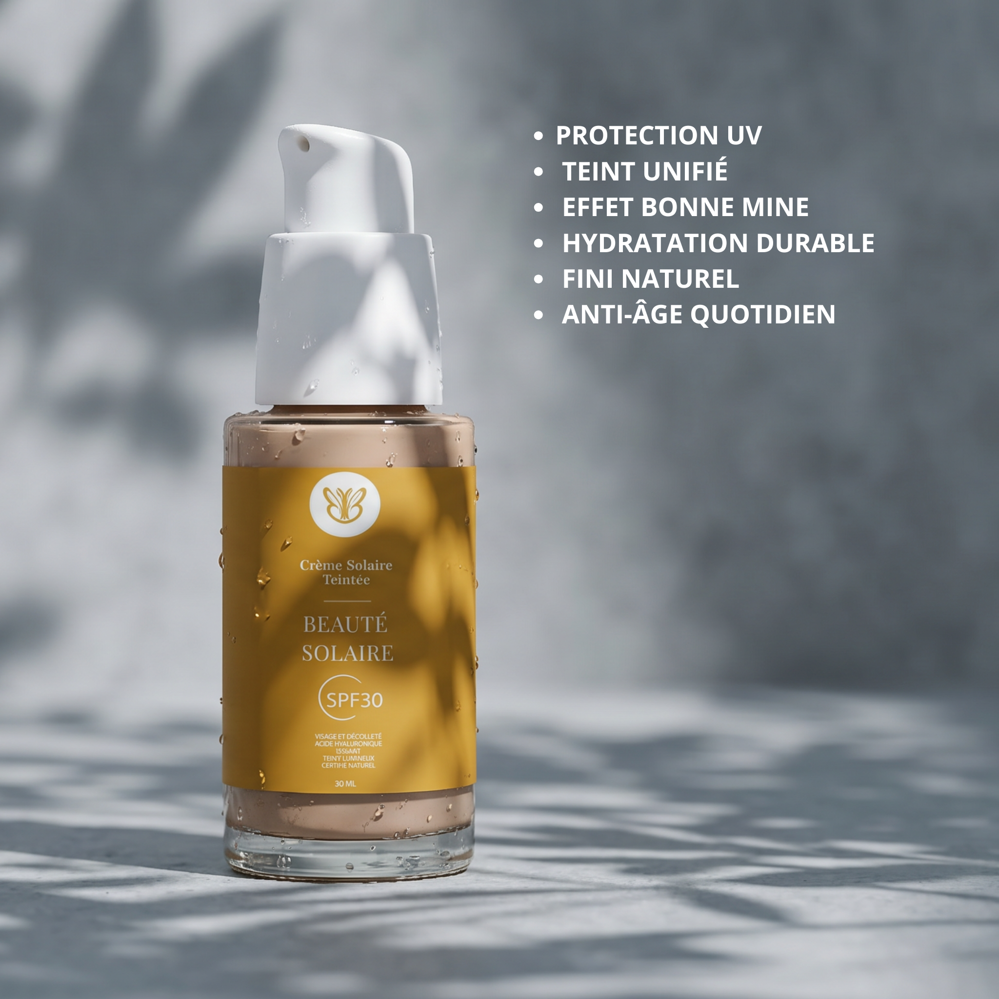 Résultat avant après avec la Beauté Solaire Teintée SPF 30 sur peau mature