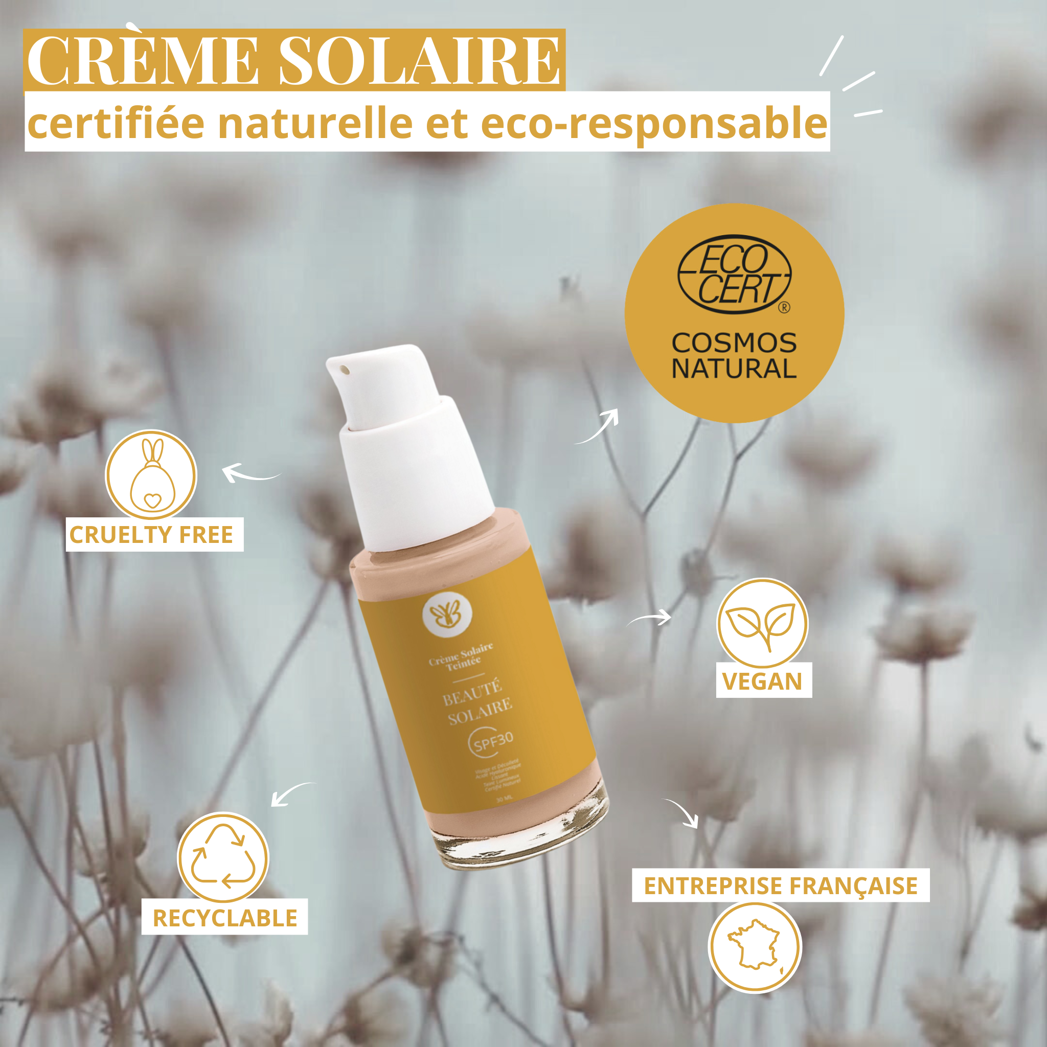 Protection solaire SPF 30 contre les UVA et UVB pour prévenir le vieillissement cutané