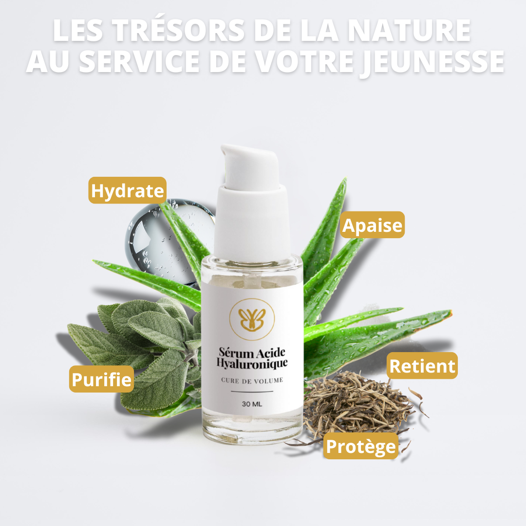 Les trésors de la nature pour hydrater et redonner du rebond : figue de Barbarie, aloe vera, acide hyaluronique et sucres naturels dans notre soin repulpant.